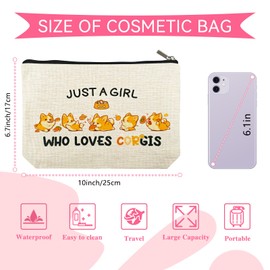 DJOLY Corgi Gifts for Corgi Lovers Makeup Bag, Gifts for Dog Lovers, Cute Corgi Birthday Decoration Cosmetic Pouch, Just A Girl Who Loves Corgis, Funny Corgi Mom Gifts for Kids, Her, Women, Christmas