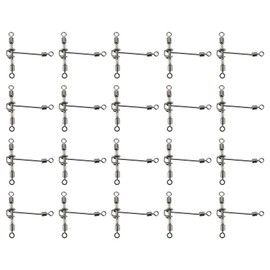 Micro Traders 20pcs 6x7# 28x25mm 44LBs Heavy Duty 3 Way Fishing Swivels Luminous Triple T-Barrel Cross Line Swivels with Pear Beads for Saltwater Freshwater Tackle