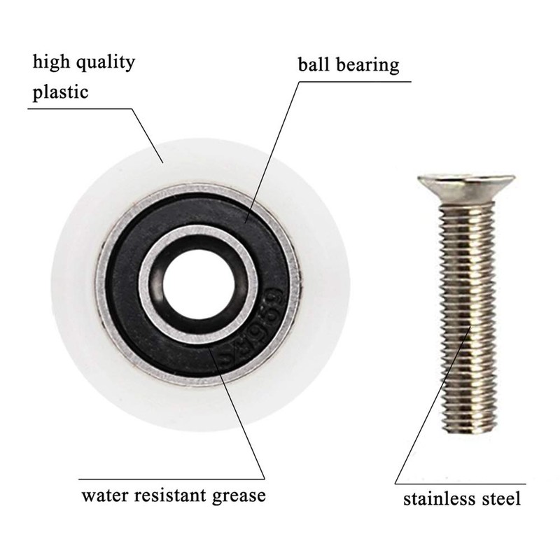 YUANQIAN 8 x White Shower Door Runners 19mm with Screws
