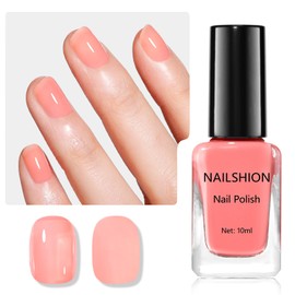 Nailshion Nail Polish Jelly Light Pink Sheer Natural Fingernail Polish 9-Toxic Free Vegan Rich in Castor Oil Fast Air Dry Translucent Toe Nail Lacquer Nail Art Salon/Home Manicure Gift