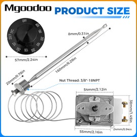 Mgoodoo RX-2-24 Thermostat for Fryer with Knob, 3/8" Mpt Stuff Box, Minivolt Thermostat Control Compatible with Atosa 301030004, Robertshaw 5300-402, Adcraft Deep Fryer, 200-400F.