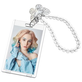 Acrylic Photo Card Holder, Kpop Photocard Holder with Butterfly Pendant, Crystal Butterfly Photo Card Holder, Waterproof Photo Card Protector for Credit Letter, Bank Card, Student ID