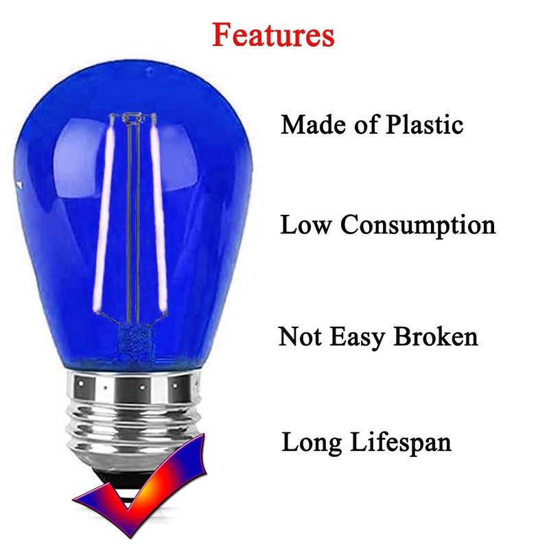 LRSUEYSKIN S14 Blue LED Bulb Replacement LED Light Bulbs 2W