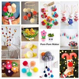 Pom pom Maker, 4 Sizes Pom-pom Maker Fluff Ball Weaver Needle Craft DIY Wool Knitting Craft Tool Set for Craft Lovers (4 Pack)
