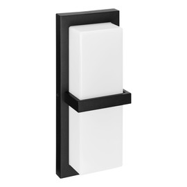 Maxxima LED Porch Lantern Outdoor Wall Light, Black with Horizontal Bar & Frosted Lens, 1000 Lumens, 5 CCT 2700K/3000K/3500K/4000K/5000K, Modern Exterior Patio Sconce Lantern, Dimmable at 120V