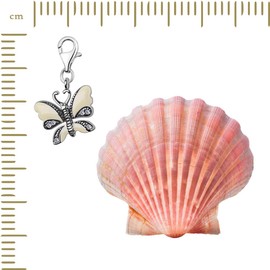 Quiges Enamel Butterfly Clip On Charm Pendant with Cubic Zirconia Silver Plated Women's Jewellery