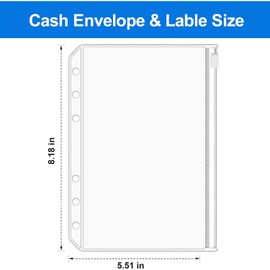 10 Pcs Binder Pockets A5 Size 6 Hole Binder Zipper Folder A5 6 Ring Notebook Binder,Waterproof PVC Pouch Document Filing Bag