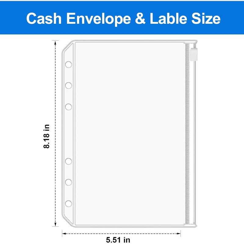 10 Pcs Binder Pockets A5 Size 6 Hole Binder Zipper