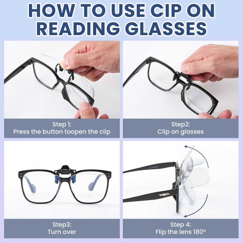 Riwissipa 2 Pack Blue Light Blocking Clip-On and Flip-Up Reading