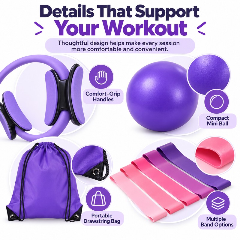 13-Piece Pilates Exercise Kit for Home Workouts – Portable Ball