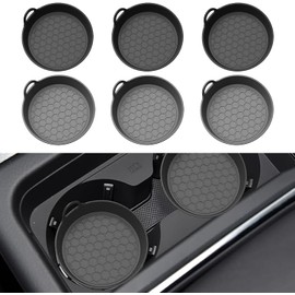 Mythya Posavasos para Coche con Revestimiento de Silicona, Juego de 6 Unidades, Protectores Antideslizantes Universales, Accesorios para el Interior del Coche, Negro y Gris