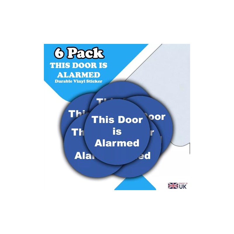 6-Pack - This Door Is Alarmed Vinyl Stickers - 85mm