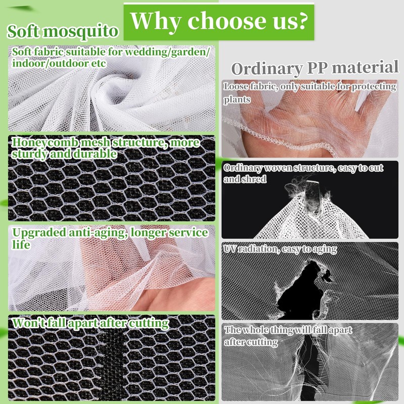20x10Ft Mosquito Netting Garden Mesh Netting, Bug Insect Mosquito Fly