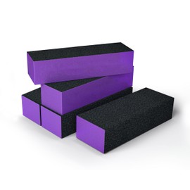 Morary Nail Buffer Sanding Block Polisher Buffing File 100/100/180 Grit for Acrylic Nail Art Kit Manicure Tools 5 PCS (Black Purple)