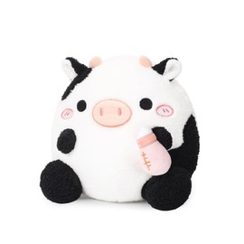 MELECERi Stuffed Animals 9.8" Cute Soft Cow Plush Pillows with Feeding Bottle Plushies for Boys and Girls Gifts