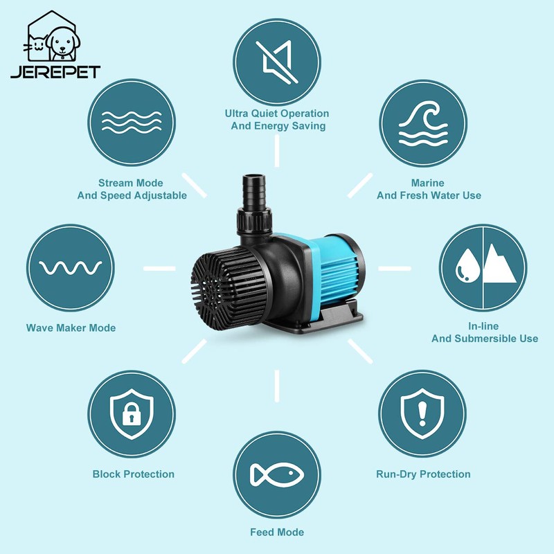 JEREPET 3170 GPH Aquarium 24V DC Water Pump with Controller,