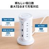 Sanwa Direct 700-TAP075W Power Tap Tower, 12 Outlets, 2 USB-A