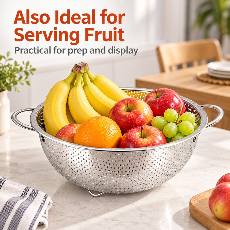 Stainless Steel Colander for Washing Vegetables & Draining Pasta –