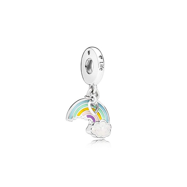 Rainbow of Love Charm, Mixed Enamel,100% Authentic 925 Sterling Silver