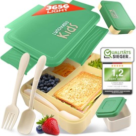 LUNCHHERO Bento Box Lunch Box Kids with Compartments - [Grade 1.2] - BPA Free Lunch Boxes for Kids - Kids Bento Lunch Box with Leak-Proof Sauce Box & Cutlery - Snack Box, Lunchbox for Boys & Girls