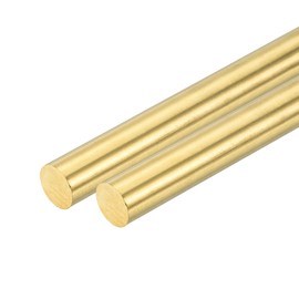 sourcing map 2 Pcs 15/32"(12mm) Dia Brass Solid Round Rod, 6"(153mm) Length H62 Brass Lathe Bar Stock Round Brass Rod for DIY Crafts Industry Construction