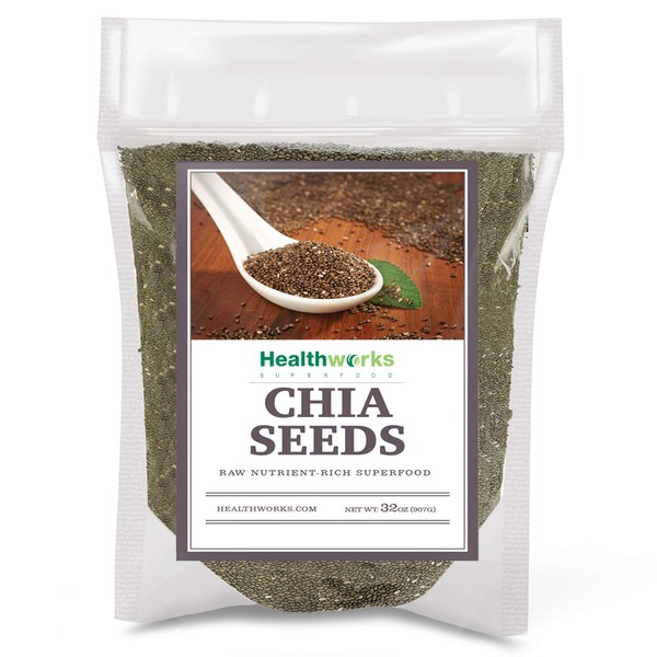 Healthworks Chia Seeds Raw (32 Ounces / 2 Pounds) | Premium & All-Natural | Contains Omega 3, Fiber & Protein | Great with Shakes, Smoothies & Oatmeal