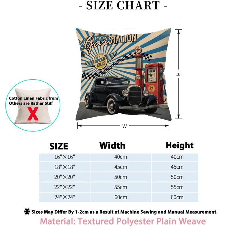 Doobicy Vintage Car Throw Pillow Covers 16x16 Set of 2