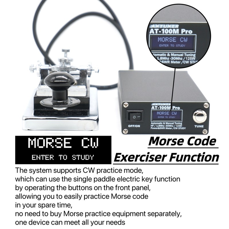 AT100M Pro Antenna Tuner 1.8Mhz-30Mhz Automatic Manual Tuning Device 125W