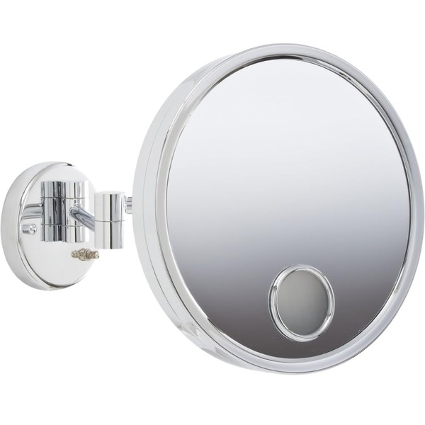 JERDON Chrome Finish Euro Style Makeup Mirror - 9-Inch Diameter