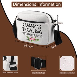 KUIYAI Glam-ma Gift Grandma Merchandise Glam-ma Birthday Gift Grandma Zipper Canvas Crossbody Bag (glamma travel)