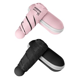BAODINI Travel Mini Umbrella for Purse With Case-Small Compact UV Umbrella Protection Sun-Lightweight Tiny Pocket Umbrella with Case for Women, Girls and Men