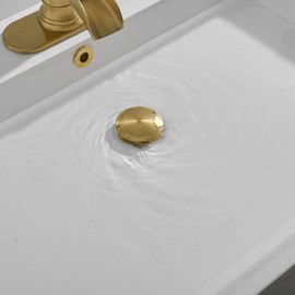 Homevacious Antique Brass Bathroom Sink Drain Pop up Drain with Overflow Rustproof Bathroom Sink Stopper with Detachable Strainer Basket All Metal Rustproof Fits 1-1/2" to 1-3/4" Sink Hole