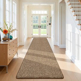 SHACOS Rug Runner 80 x 400 cm Runner Hallway Washable Hallway Rug Hallway Runner Long Short Pile Rug Runner Non-Slip Hallway Rug for Living Room, Bedroom, Kitchen, Brown