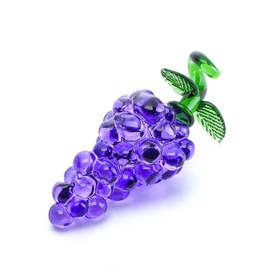 KRISININE Handmade Glass Purple Grape Figurine Collectibles Crystal Fruit Ornament Decoration Art Glass Grape Miniature for Home Office Birthday for Mum
