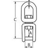 Wirbel Auge-Gabel mit Innensechskant, Edelstahl A4 AISI316, 6mm, 66mm