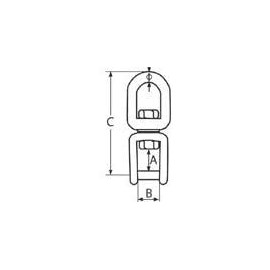 Wirbel Auge-Gabel mit Innensechskant, Edelstahl A4 AISI316, 6mm, 66mm