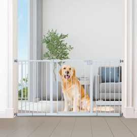 Kinsunny 30’’H Dog Gate Baby Gate - Extends up to 58" Wide, Dog/Child Safety Gate for Doorways, Stairs, Hallways, Indoor/Outdoor (White)