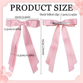 DOKRIN Haarklammern,2 rosa Haarnadeln mit doppellagiger Schleife und langem Band für Mädchen und Frauen