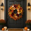 24 Inch Fall Wreath for Front Door, Autumn Sunflower Farmhouse