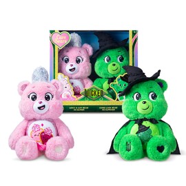 Basic Fun Care Bears x Wicked 30cm Plush 2 Pack - Good Luck Bear as Elphaba & Love-a-Lot Bear as Glinda - Limited Collector's Edition for Fans