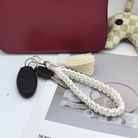 Moydolo Macrame Boho Handmade Cute Bracelet Holder Keychain Wristlet Key Chain Wrist Lanyard for Women Girls