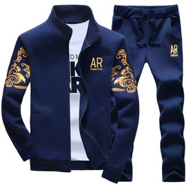 LBL Men’s Tracksuit Set Casual 2 Piece Jogging Sweatsuits Long Sleeve Sweatshirt and Tracksuit Bottoms Joggers Set Sport Suits W78 Blue S