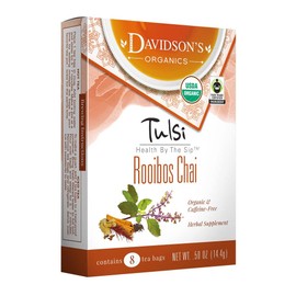 Davidson's Organics, Tulsi Rooibos Chai, 8-count Tea Bags, Pack of 12