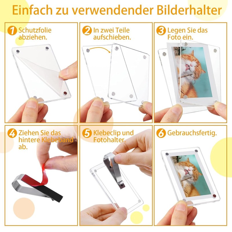 Shoyisenka 2 Pcs Magnetic Car Picture Holder, 2.5x3.6 Inch Acrylic