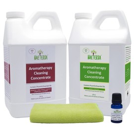 Naeterra Aromatherapy Cleaning Concentrate Bundle – 64 oz Original + 64 oz Lemon-Rosemary + 10ML Essential Oil + Microfiber Towel – Plant-Based, Multi-Surface, Eco-Friendly Household Cleaner