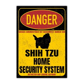 Shih Tzu Sign Danger Security System Door Sign Dog Sign Warning Sign Dog Tibet Safety Sign Dog Private Property Dog Warning Warning