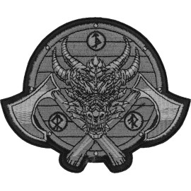 Ivamis Viking Dragon and Axes Patch- 4.4x3.6 inch - P7857