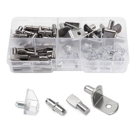 YIXISI 55 Pieces 4 Styles Shelf Support Shelf Brackets, Stainless Steel Shelf Support Pins Shelf Pins for Kitchen Cabinet Bookcase Furniture, 5 mm, 6 mm