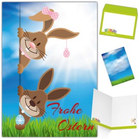 Easter Cards with Envelope (Set of 15) Easter Bunny and Easter Bunny - Funny Folding Cards Ideal for Private and Business - Happy Easter Cards from Breitenwerk