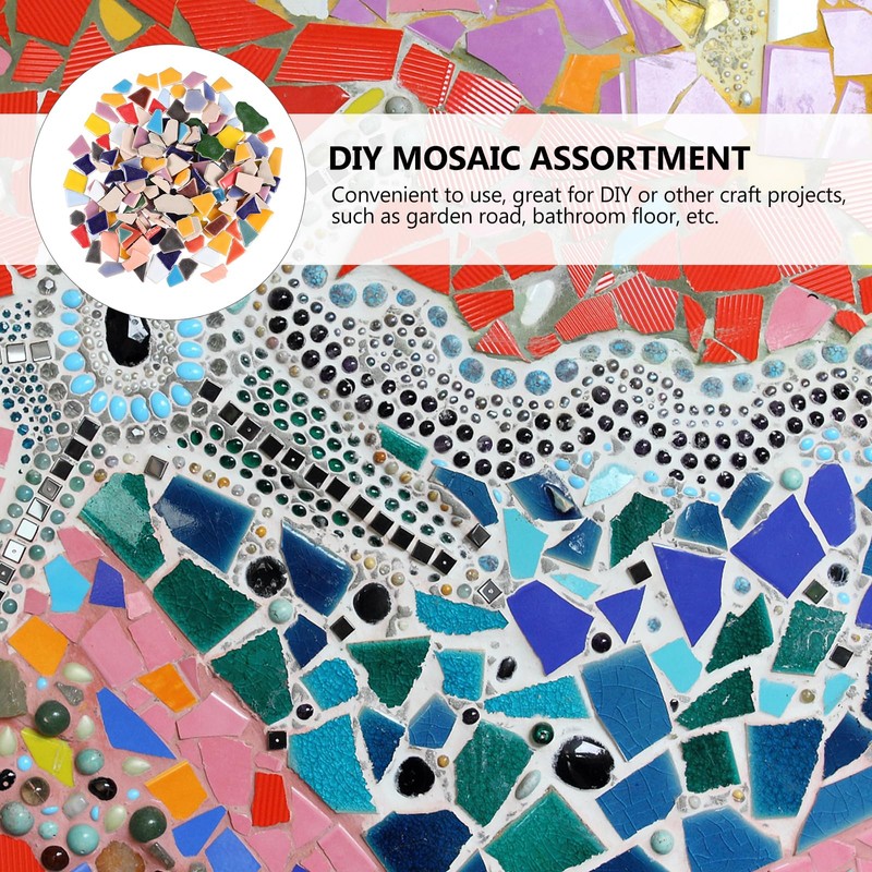 VILLCASE Ceramic Mosaic Tiles, Broken Ceramic Tiles Pieces Glazed Tiles,